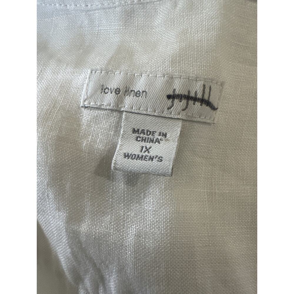 J. Jill x Love Linen Pintuck Mother of Pearl Button Top Lagenlook Plus Size 1X - Picture 7 of 13